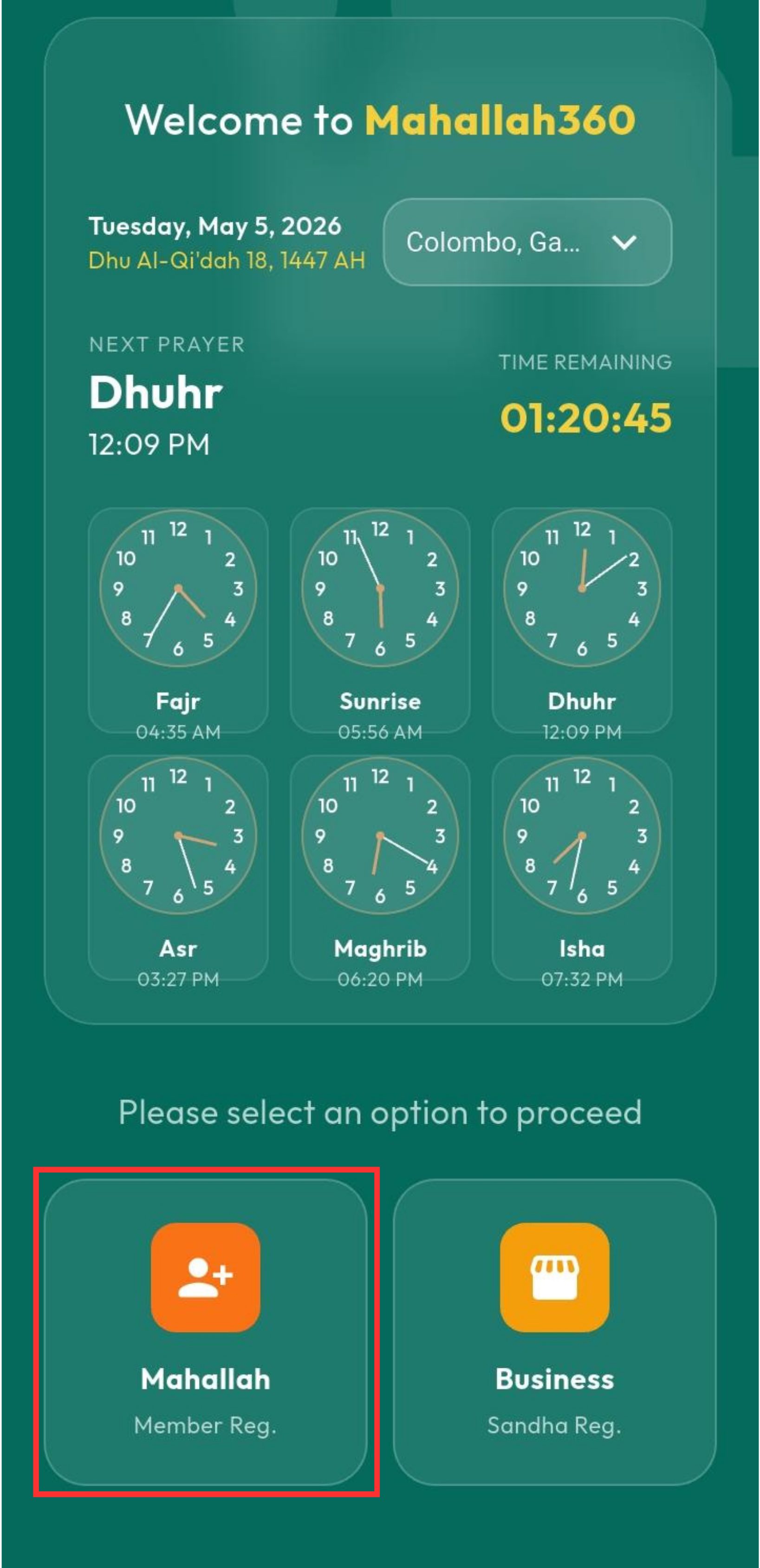 Select Mahallah Option